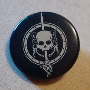 Black Skull and Sword Pinback Button